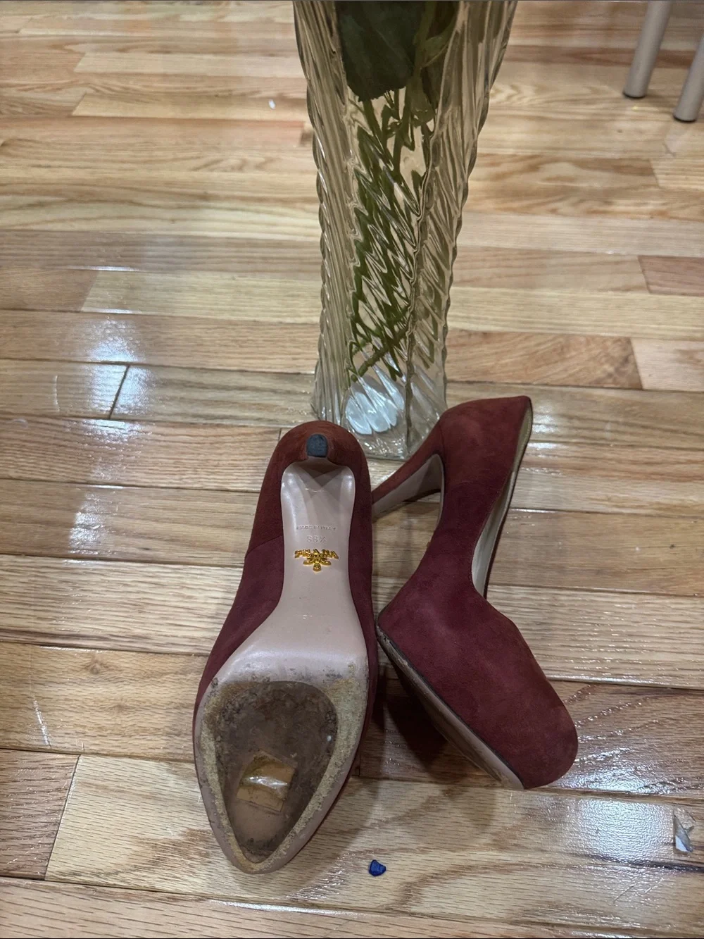 Prada Burgundy Suede Pumps